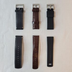 Barton (22MM and 24MM STANDARD LENGTH) Set of Men's Black and Brown Watch Straps
